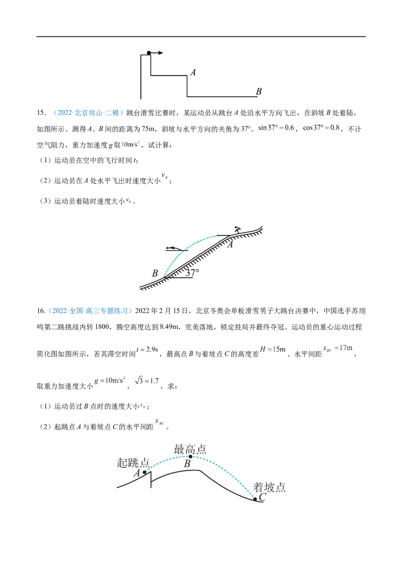 专题08抛体运动&mdash;&mdash;全攻略备战2023年高考物理一轮重难点复习（原卷版）_4.2025物理总复习_2023年新高复习资料_一轮复习_全攻略备战2023年高考物理一轮重难点复习