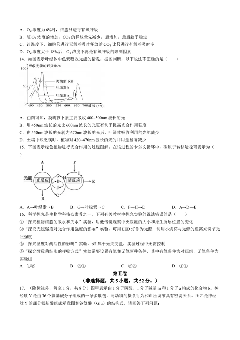 甘肃省兰州市城关区兰州第一中学2024-2025学年高三上学期开学生物试题_A1502026各地模拟卷（超值！）_9月_240910甘肃省兰州第一中学2024-2025学年高三上学期开学考试