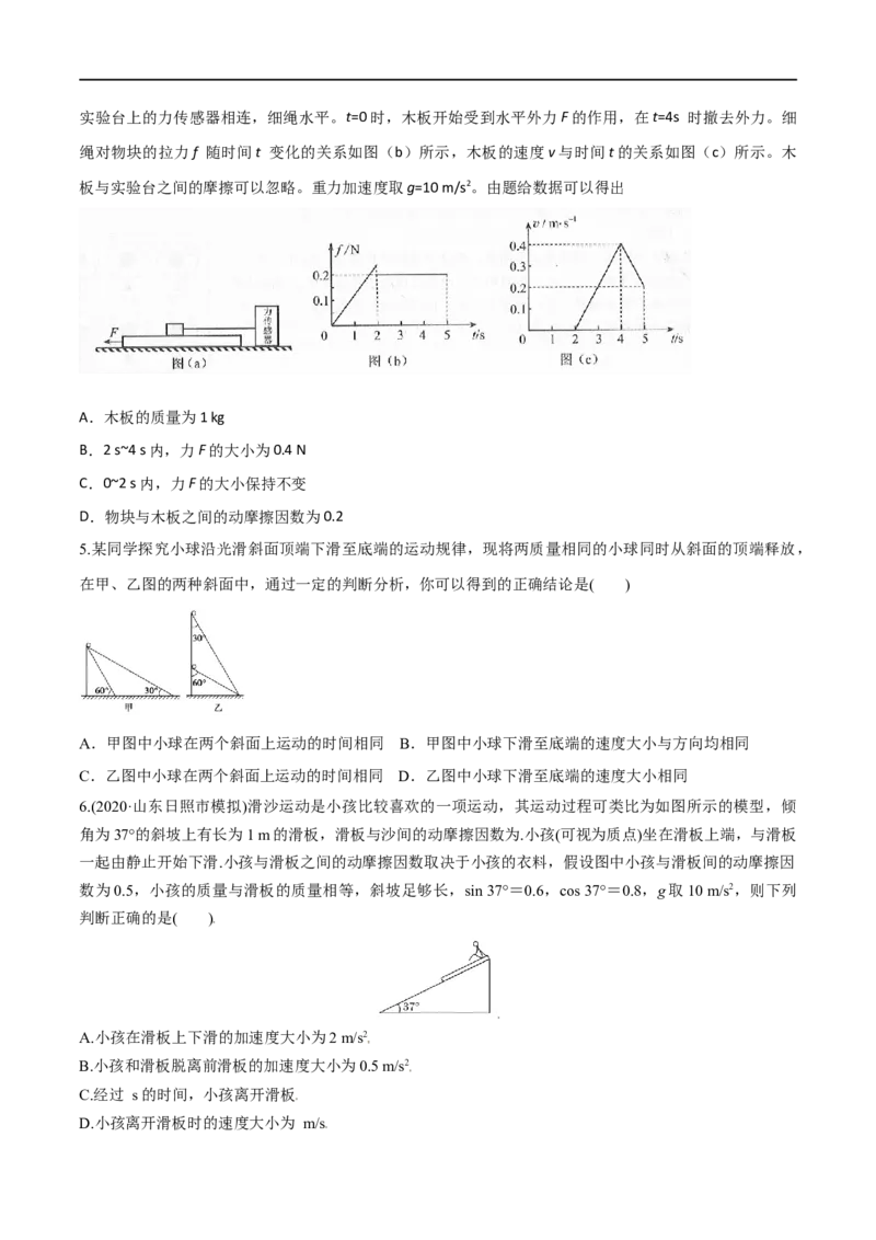 专题03牛顿运动定律-2023年高考物理一轮复习小题多维练（全国通用）（原卷版）_4.2025物理总复习_赠品通用版（老高考）复习资料_一轮复习