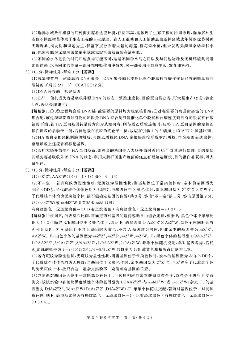 河北省2025届高三大数据9月应用调研联合测评（Ⅰ）生物答案_A1502026各地模拟卷（超值！）_9月_240905河北省2025届高三大数据9月应用调研联合测评（Ⅰ）