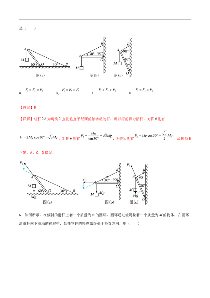 专题10活结与死结绳模型、动杆和定杆模型和受力分析（解析版）_4.2025物理总复习_2023年新高复习资料_一轮复习_2023届高三物理一轮复习多维度导学与分层专练