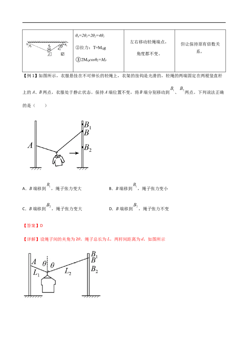 专题10活结与死结绳模型、动杆和定杆模型和受力分析（解析版）_4.2025物理总复习_2023年新高复习资料_一轮复习_2023届高三物理一轮复习多维度导学与分层专练