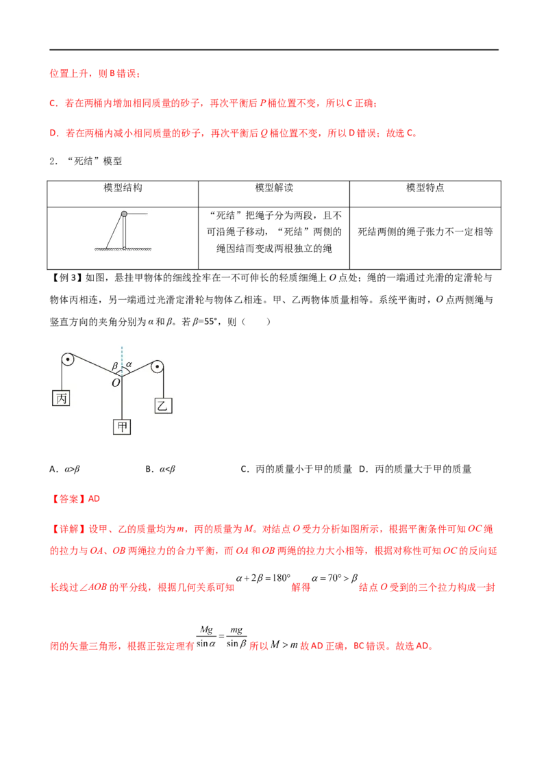 专题10活结与死结绳模型、动杆和定杆模型和受力分析（解析版）_4.2025物理总复习_2023年新高复习资料_一轮复习_2023届高三物理一轮复习多维度导学与分层专练