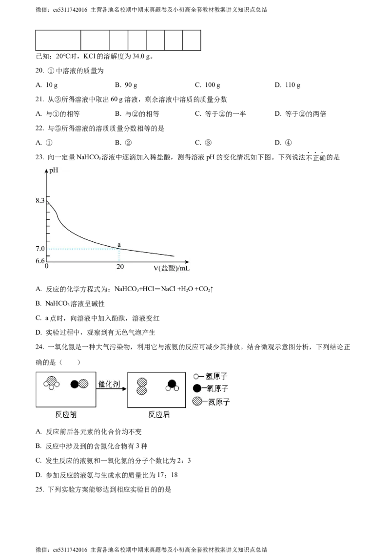 精品解析：北京市朝阳区人大附中朝阳学校2023-2024学年九年级下学期限时测试化学试题（原卷版）(1)_北京初中期末题_C605-京七八九_B京化学七八九_北京9下化学（含中考模拟）