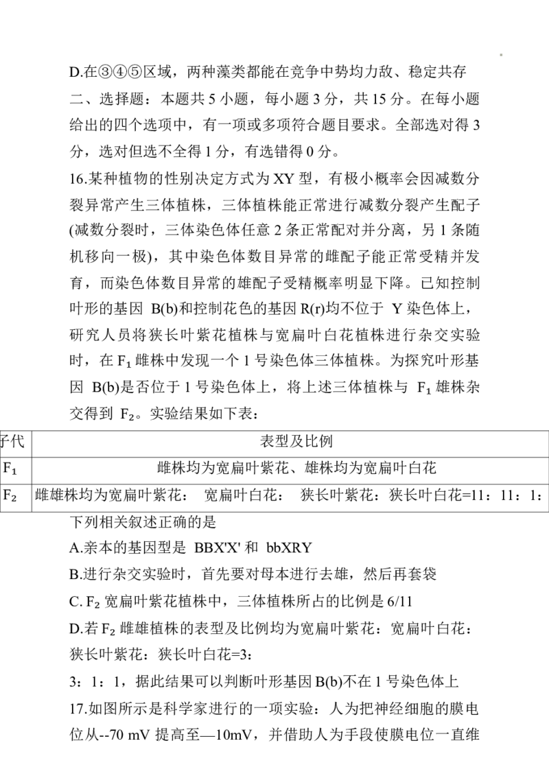 辽宁省名校联盟2024~2025学年高三上学期12月月考生物试卷_A1502026各地模拟卷（超值！）_12月_241209辽宁省名校联盟2024年高三12月份联合考试