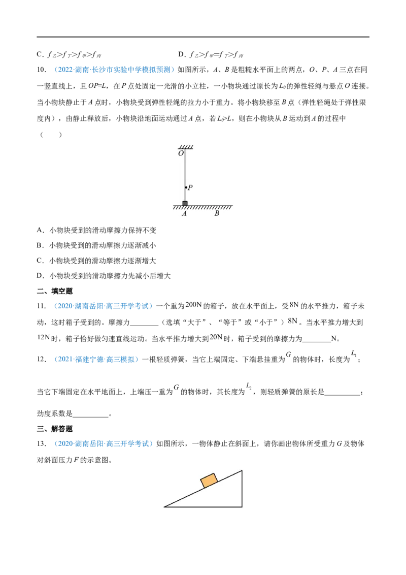 专题03重力弹力摩擦力&mdash;&mdash;全攻略备战2023年高考物理一轮重难点复习（原卷版）_4.2025物理总复习_2023年新高复习资料_一轮复习_全攻略备战2023年高考物理一轮重难点复习