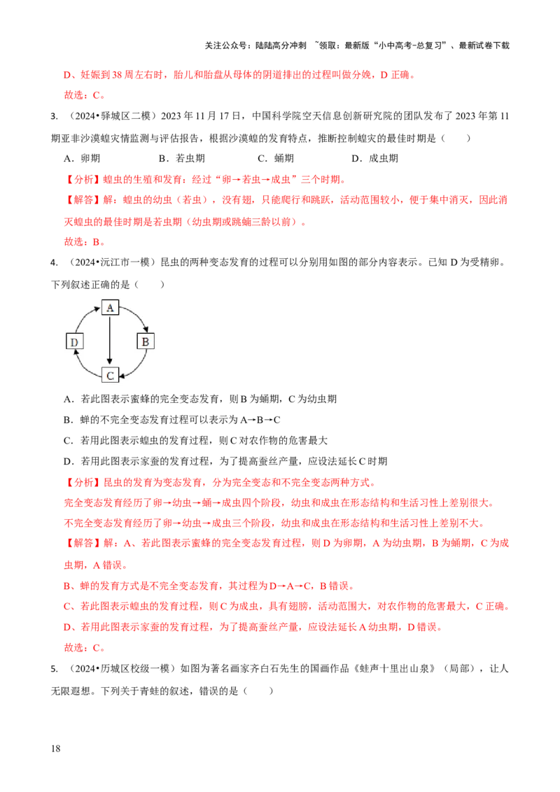专题六遗传与进化（解析版）_02中考总复习（2026版更新中）_08-生物-中考总复习_2024年中考复习资料_三轮复习_查漏补缺2024年中考生物复习冲刺过关（全国通用）_查补知识&middot;通关练