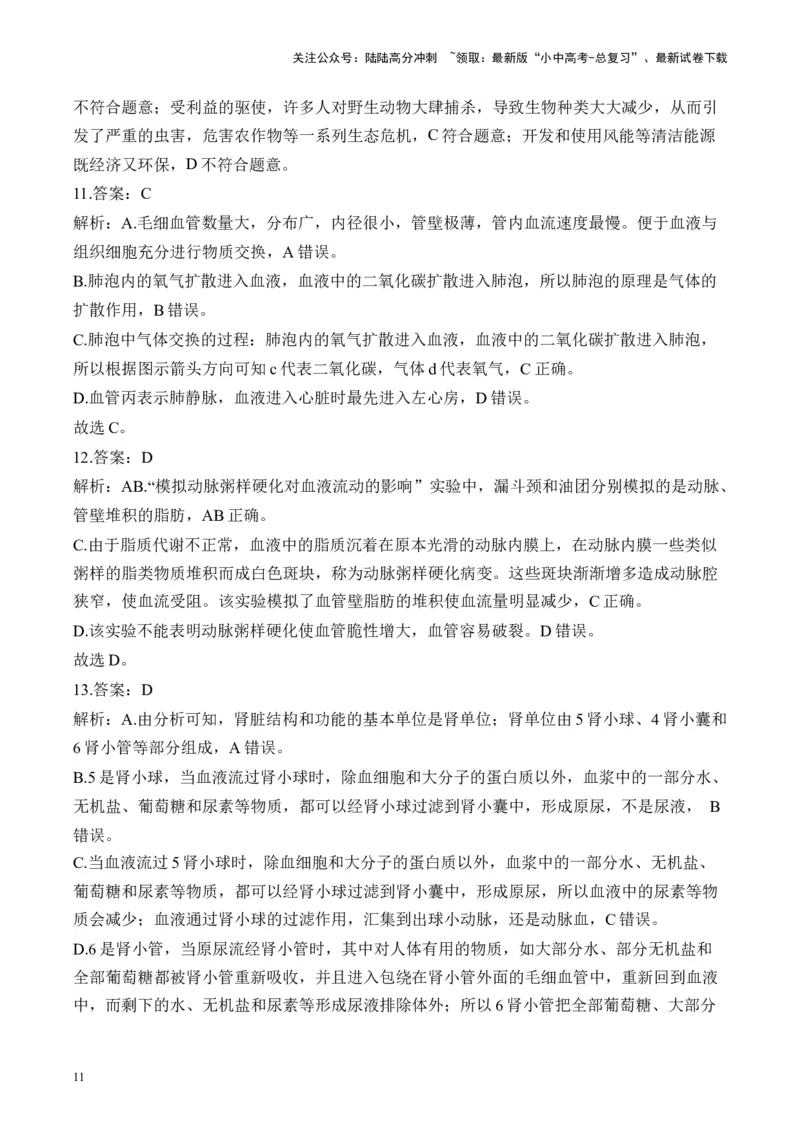 专题四生物圈中的人&mdash;&mdash;2025年中考生物二轮专题达标训练（含解析）_02中考总复习（2026版更新中）_08-生物-中考总复习_2025中考复习资料_2025年中考生物二轮专题达标训练(含解析)