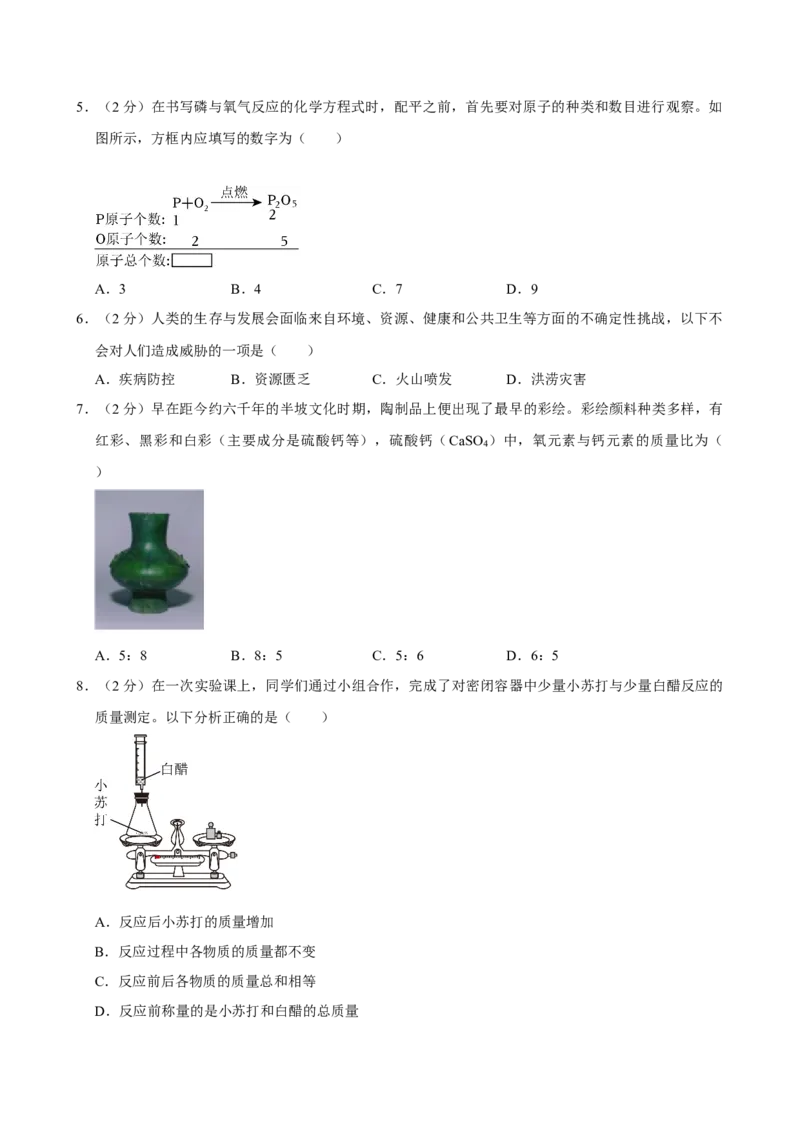 2024年山西省中考化学真题（空白卷）_❤山西历年中考真题_5.山西中考化学2008-2025