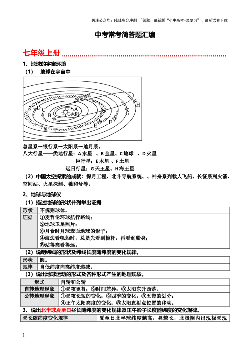 中考常考简答题汇编-2025年中考地理答题方法模板_02中考总复习（2026版更新中）_09-地理-中考总复习_2025中考地理复习资料_2025年中考地理答题方法模板