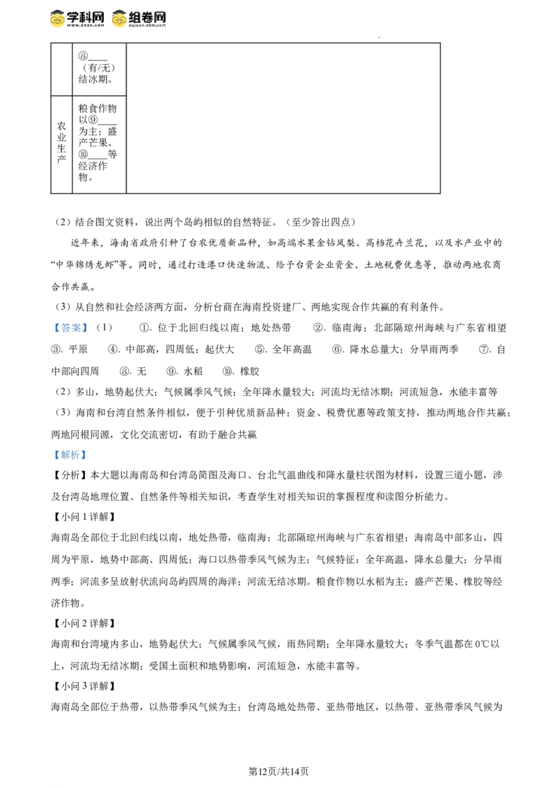 精品解析：北京市海淀区2023-2024学年八年级下学期期中地理试卷（解析版）(1)_北京初中期末题_C605-京七八九_B京地理七八九_地理_北京八下地理
