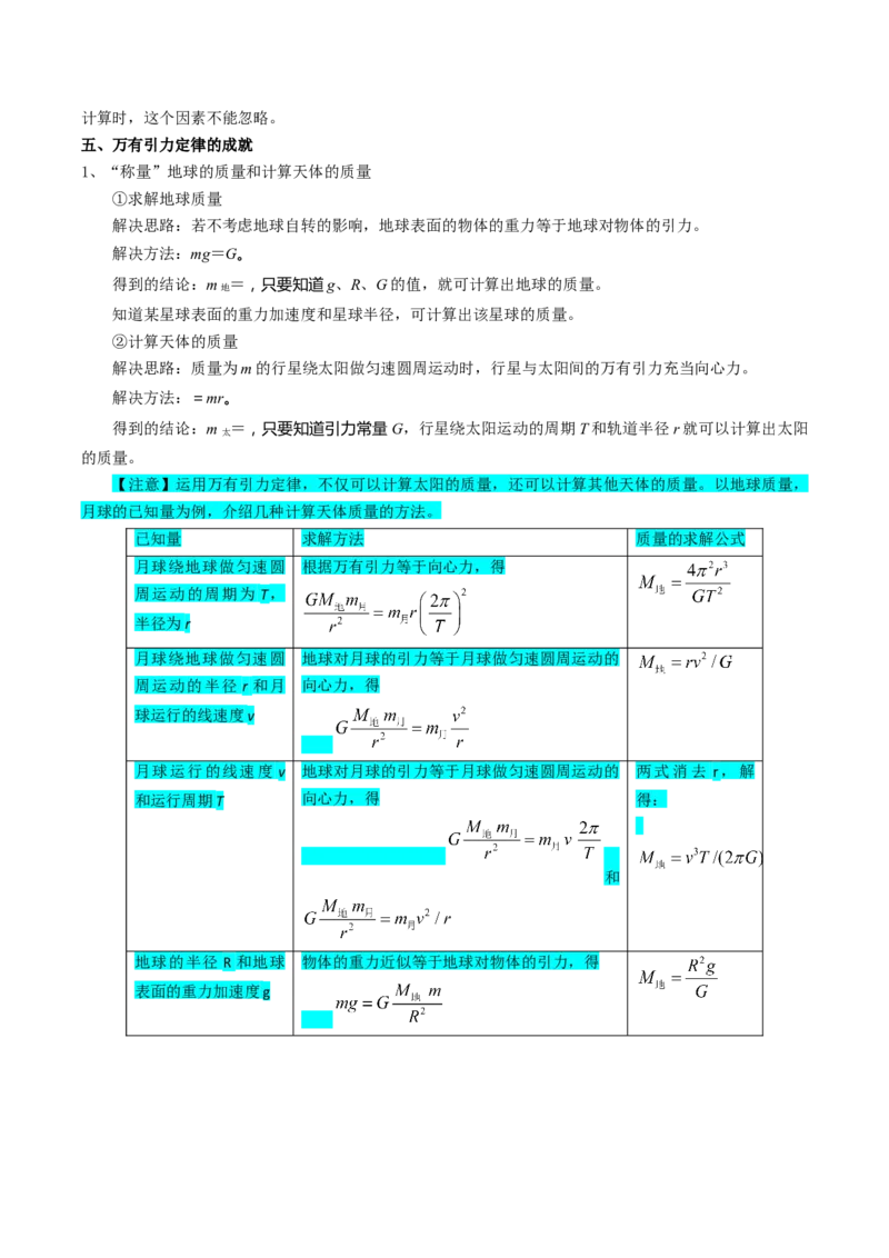 专题06万有引力与航天（解析版）_4.2025物理总复习_2025年新高考资料_一轮复习_2025年高考物理一轮复习知识清单