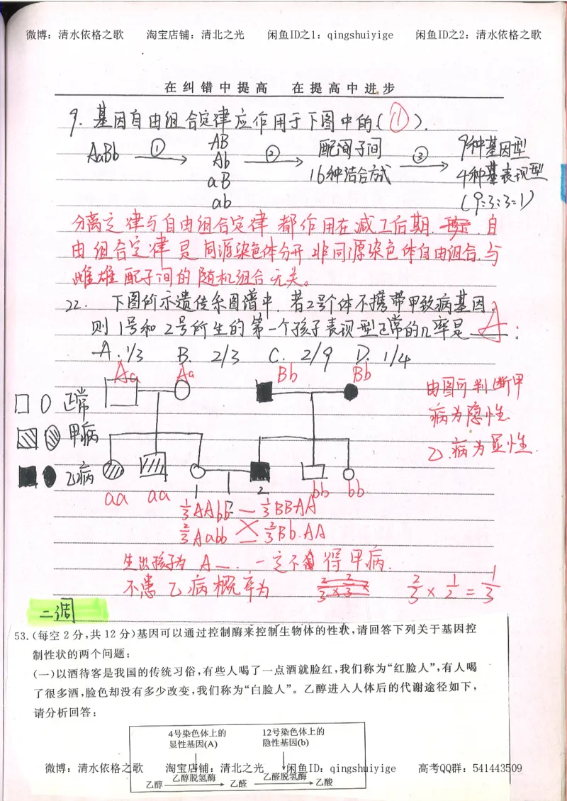 2.衡水中学高考积累与改错_高一生物（第2本）_68页_高中衡水学霸笔记_高中全部赠品_错题集高中九科_生物积累与改错