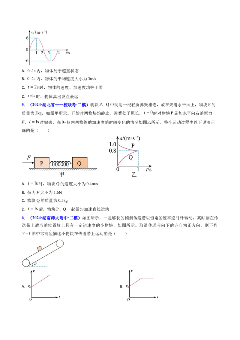 专题04动力学瞬态、连接体、超失重、图像问题-（原卷版）_4.2025物理总复习_2025年新高考资料_专项复习_备战2025年高考物理真题题源解密（新高考通用）（完结）