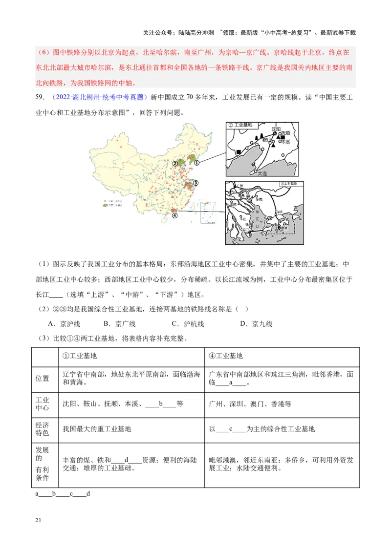 专题27工业（解析版）_02中考总复习（2026版更新中）_09-地理-中考总复习_2024年中考复习资料_专项复习资料_完三年（2021-2023）中考地理真题分项汇编（全国通用）_解析版