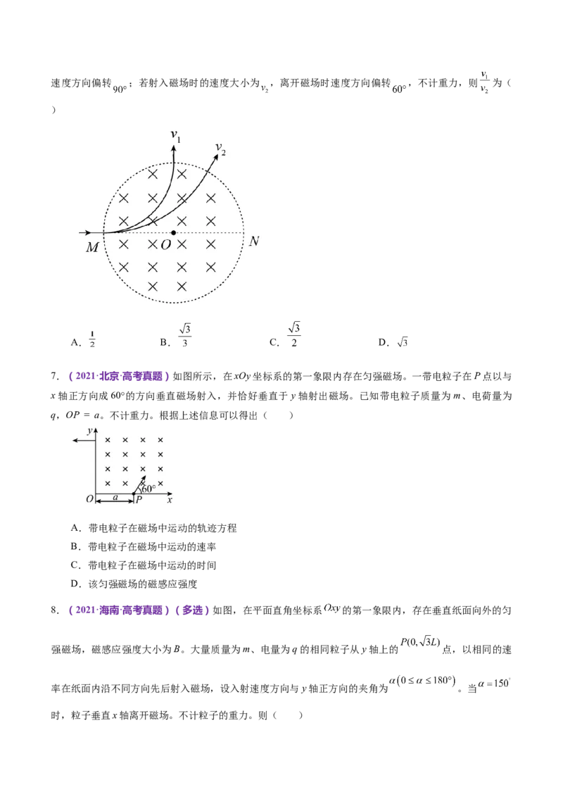 专题10磁场带电粒子在磁场中的运动（练习）（原卷版）_4.2025物理总复习_2024年新高考资料_2.2024二轮复习_2024年高考物理二轮复习讲练测（新教材新高考）