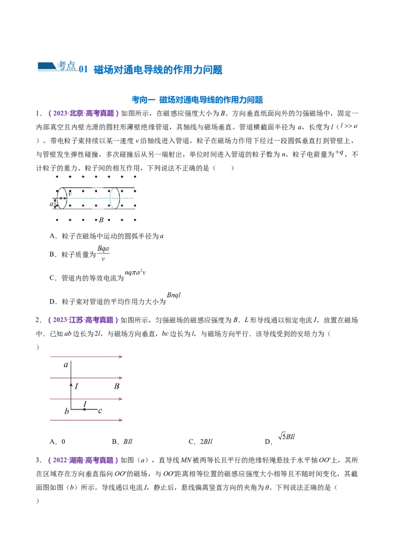 专题10磁场带电粒子在磁场中的运动（练习）（原卷版）_4.2025物理总复习_2024年新高考资料_2.2024二轮复习_2024年高考物理二轮复习讲练测（新教材新高考）