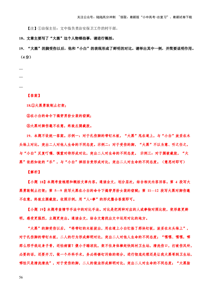 专题57文学类文本之情节（情节概括、情节手法、情节作用）（知识梳理+练习）(解析版）_02中考总复习（2026版更新中）_01-语文-中考总复习_2025年中考资料