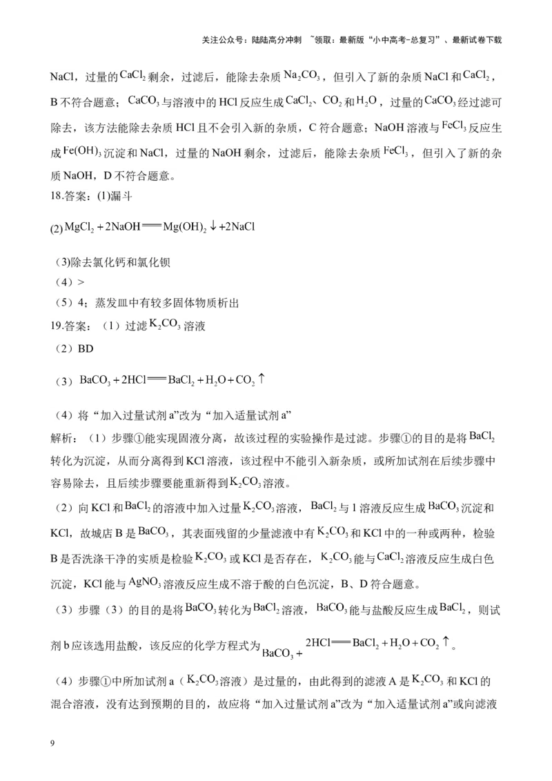 专题三物质的检验、鉴别、分离、除杂2025届中考化学二轮专题达标训练（含答案）_02中考总复习（2026版更新中）_05-化学-中考总复习_2025年中考复习资料