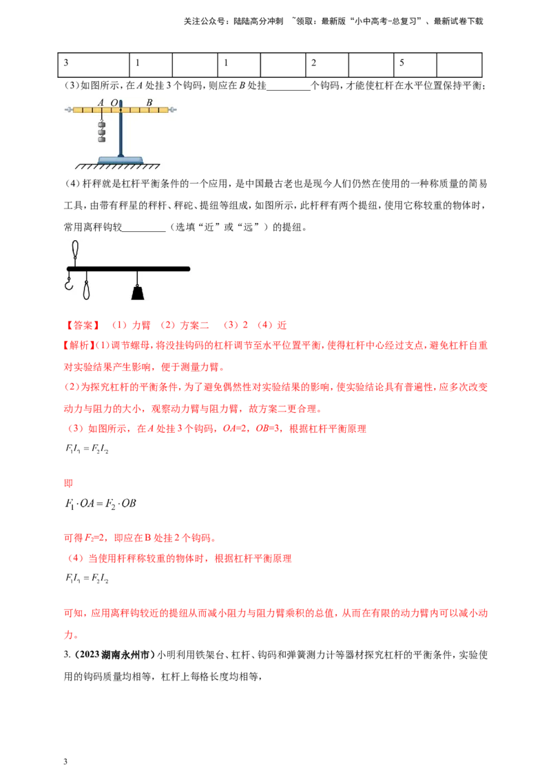专题28探究杠杆平衡条件的实验问题（解析版）_02中考总复习（2026版更新中）_04-物理-中考总复习_2024年中考复习资料_二轮复习