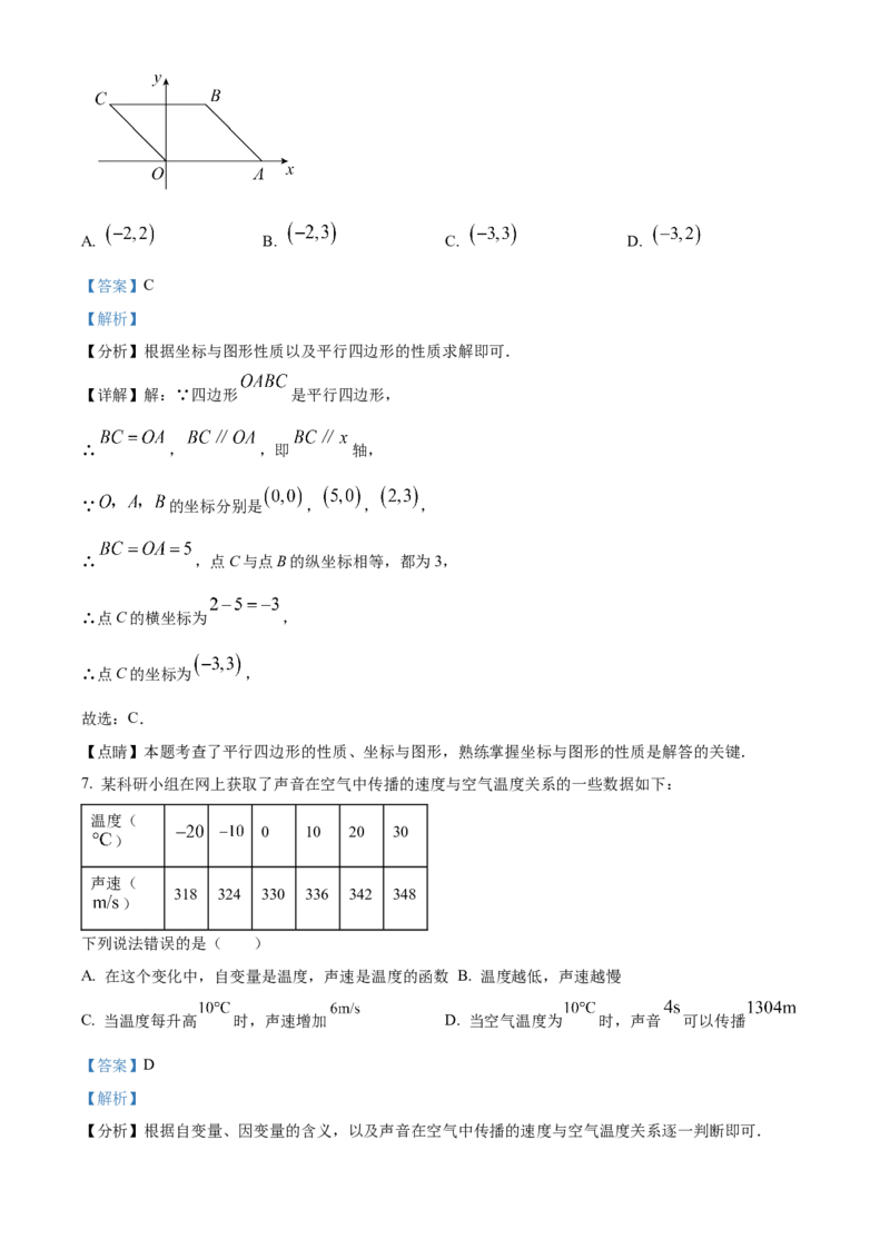 精品解析：北京市朝阳区和平街第一中学2022~2023学年七年级下学期期中数学试卷（解析版）(1)_北京初中期末题_C605-京七八九_B京市数学七八九_北京7下数学_2022-2024_北京数学7下期中