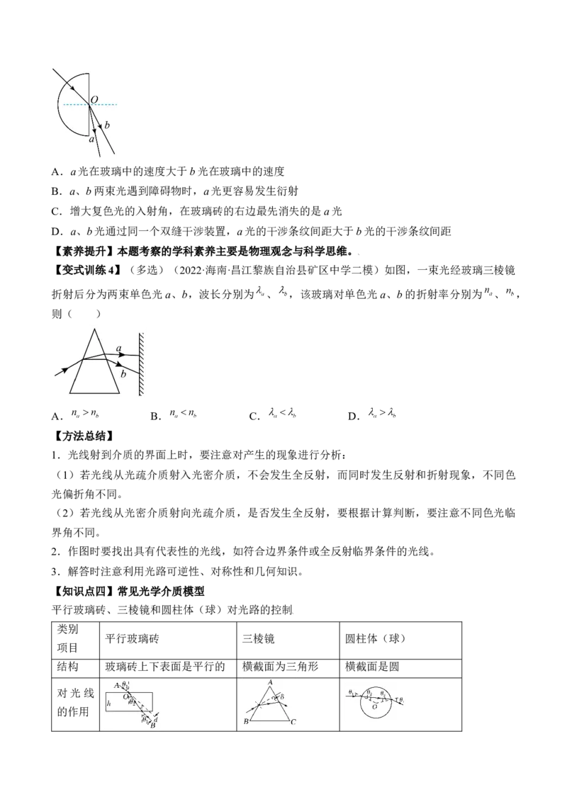 专题11.1　光的折射、全反射讲&mdash;&mdash;2023年高考物理一轮复习讲练测（新教材新高考通用）（原卷版）_4.2025物理总复习_2023年新高复习资料_一轮复习