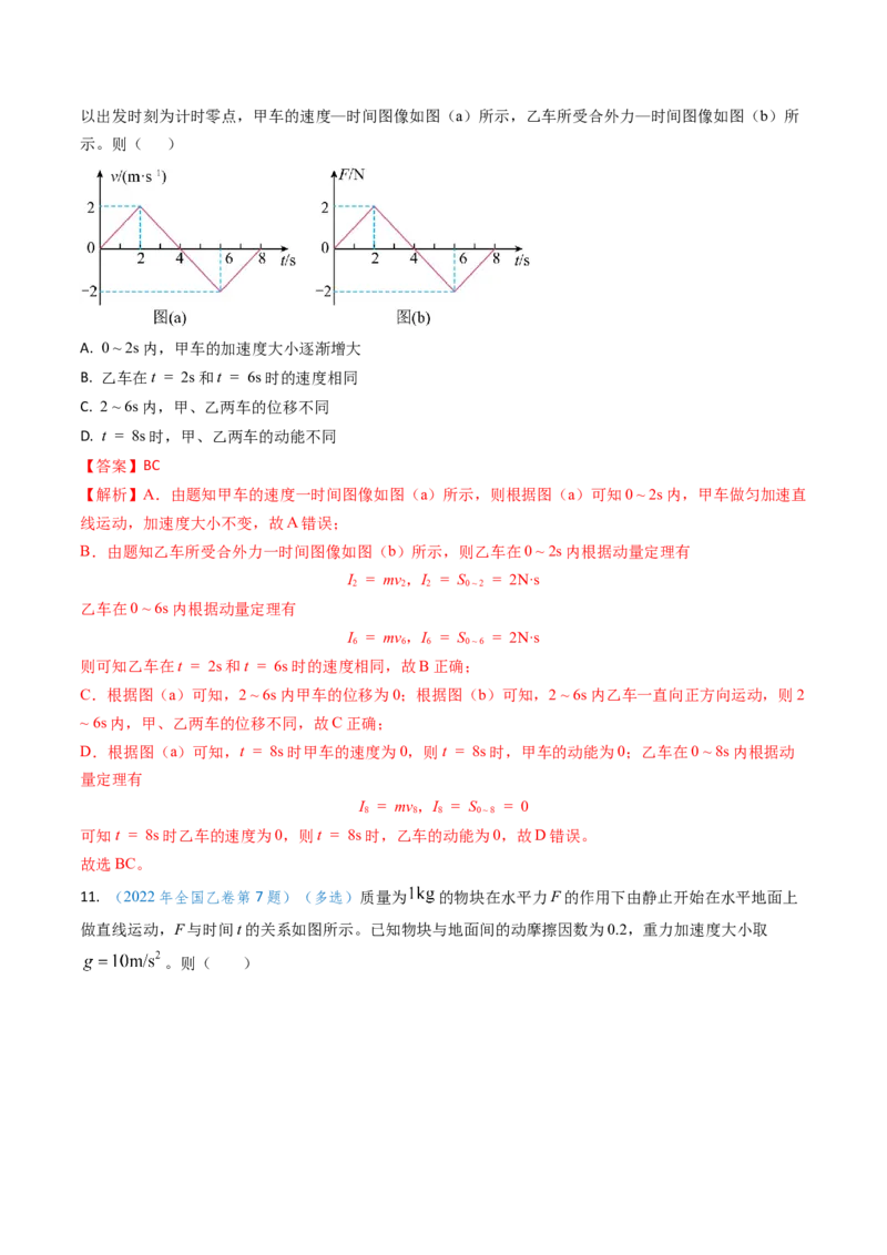 专题12动量、冲量的理解及动量定理的应用（解析版）_4.2025物理总复习_2025年新高考资料_专项复习_备战2025年高考物理真题题源解密（新高考通用）（完结）