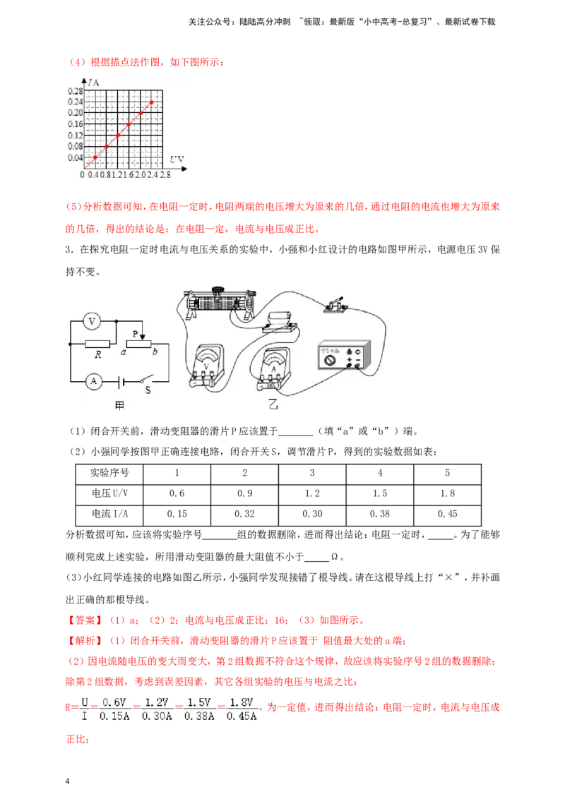 专题46探究电流与电压、电阻关系重点实验问题（解析版）_02中考总复习（2026版更新中）_04-物理-中考总复习_2024年中考复习资料_二轮复习