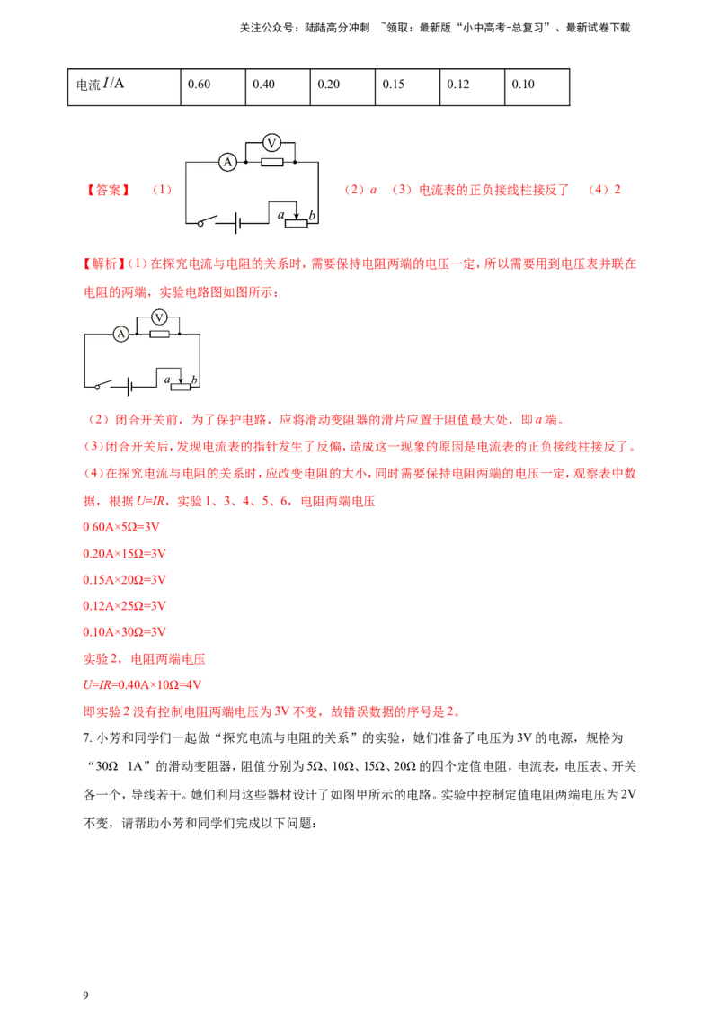 专题46探究电流与电压、电阻关系重点实验问题（解析版）_02中考总复习（2026版更新中）_04-物理-中考总复习_2024年中考复习资料_二轮复习