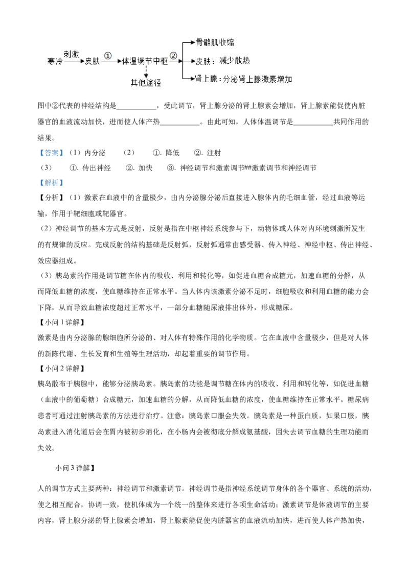 精品解析：北京市通州区2021-2022学年七年级下学期期末生物试题（解析版）(1)_北京初中期末题_C605-京七八九_B京生物七八九_北京7下生物_2021-2022