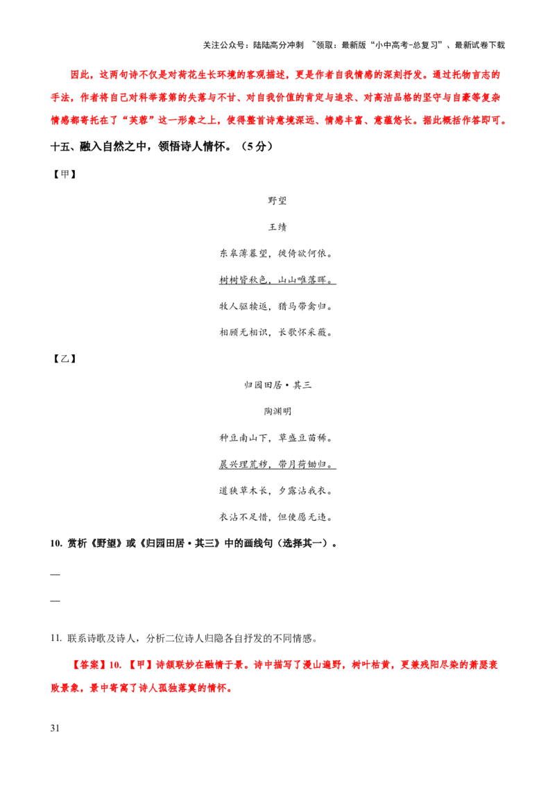专题39诗歌之炼句、语言风格（知识梳理+练习）(解析版）_02中考总复习（2026版更新中）_01-语文-中考总复习_2025年中考资料_备战2025年中考语文一轮复习考点突破（全国通用）