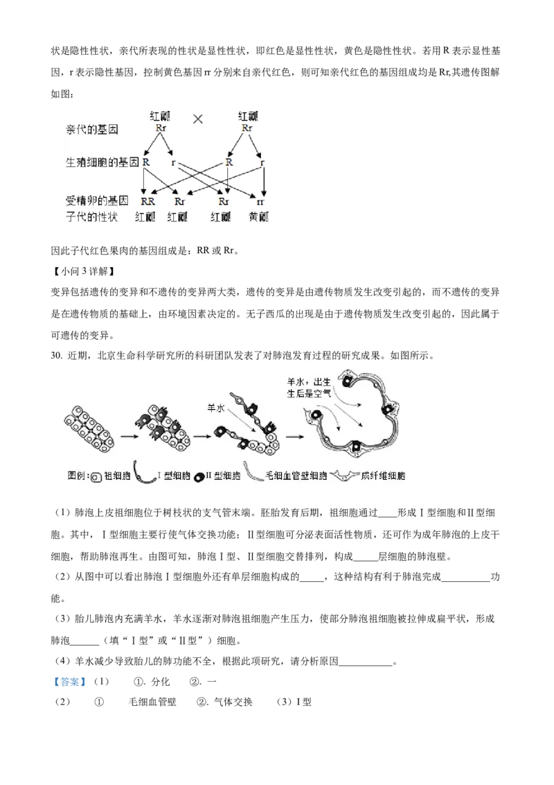 精品解析：北京市汇文中学2022-2023学年八年级下学期期中生物试题（解析版）(1)_北京初中期末题_C605-京七八九_B京生物七八九_北京八下生物