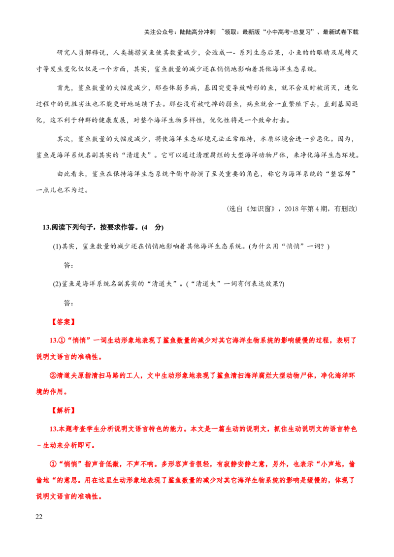 专题61说明文之说明文语言（知识梳理+练习）（解析版）_02中考总复习（2026版更新中）_01-语文-中考总复习_2025年中考资料_备战2025年中考语文一轮复习考点突破（全国通用）