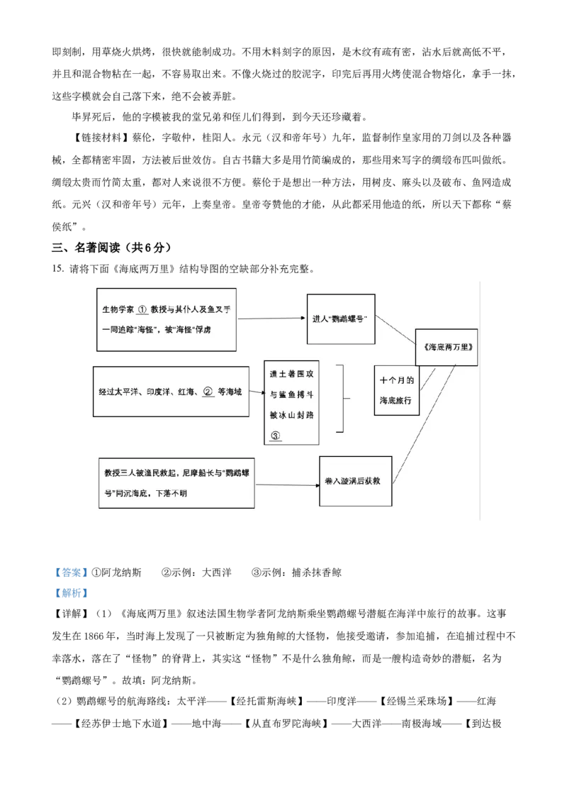 精品解析：北京市通州区2021-2022学年七年级下学期期末语文试题（解析版）(1)_北京初中期末题_C605-京七八九_B语文七八九_北京语文七下_2021-2022
