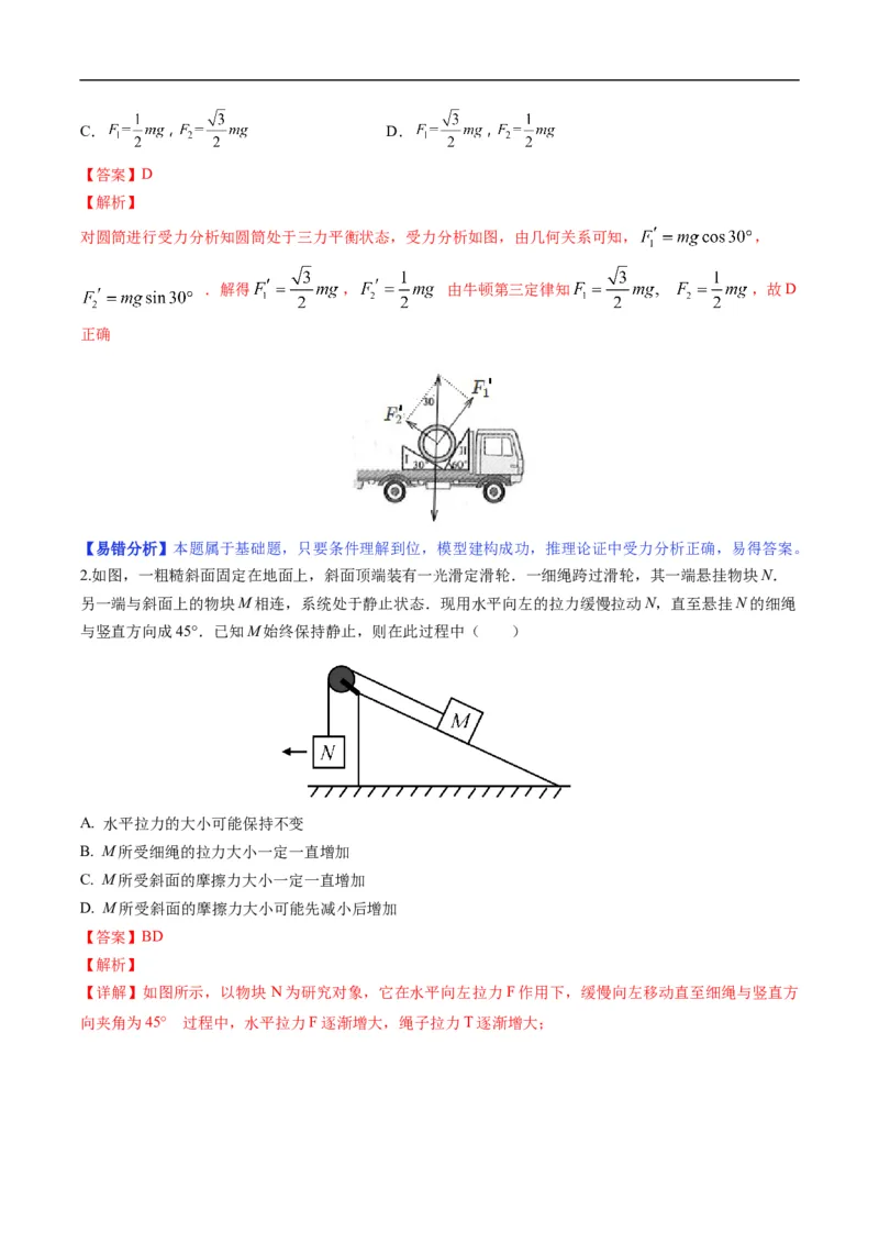专题01：力与力的平衡（解析版）_4.2025物理总复习_赠品通用版（老高考）复习资料_二轮复习_2023年高考物理毕业班二轮热点题型归纳与变式演练（全国通用）