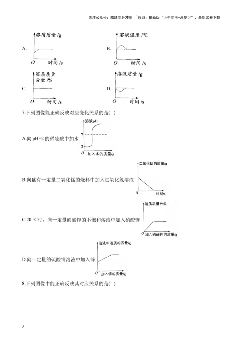 专题四图表类专题2025届中考化学二轮专题达标训练（含答案）_02中考总复习（2026版更新中）_05-化学-中考总复习_2025年中考复习资料_2025届中考化学二轮专题达标训练（含答案）