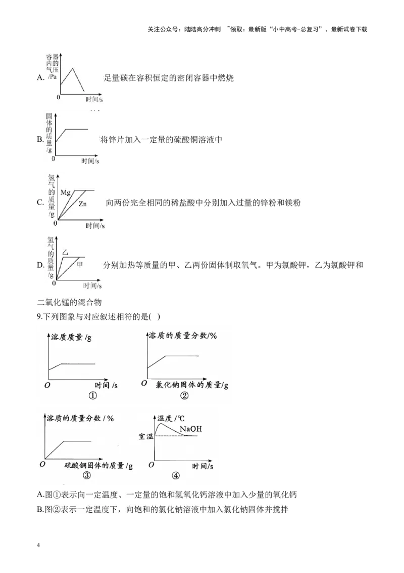 专题四图表类专题2025届中考化学二轮专题达标训练（含答案）_02中考总复习（2026版更新中）_05-化学-中考总复习_2025年中考复习资料_2025届中考化学二轮专题达标训练（含答案）