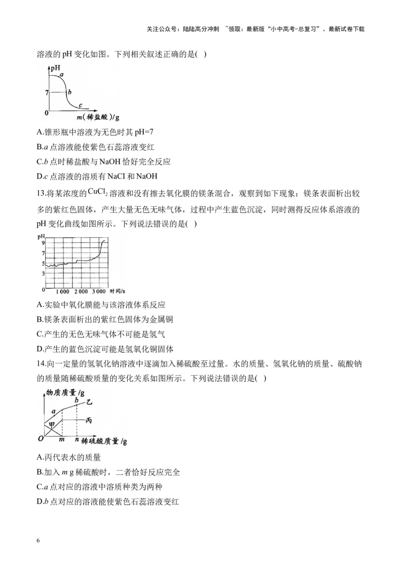 专题四图表类专题2025届中考化学二轮专题达标训练（含答案）_02中考总复习（2026版更新中）_05-化学-中考总复习_2025年中考复习资料_2025届中考化学二轮专题达标训练（含答案）