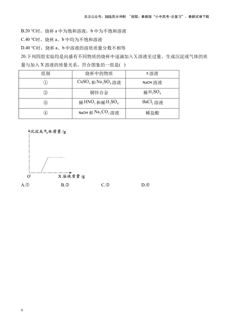 专题四图表类专题2025届中考化学二轮专题达标训练（含答案）_02中考总复习（2026版更新中）_05-化学-中考总复习_2025年中考复习资料_2025届中考化学二轮专题达标训练（含答案）