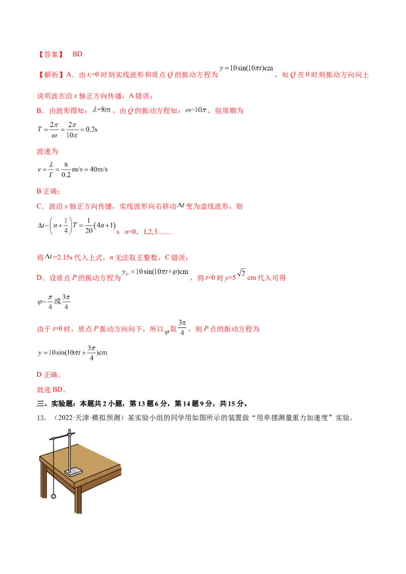 专题10　机械振动与机械波测&mdash;&mdash;2023年高考物理一轮复习讲练测（新教材新高考通用）（解析版）_4.2025物理总复习_2023年新高复习资料_一轮复习