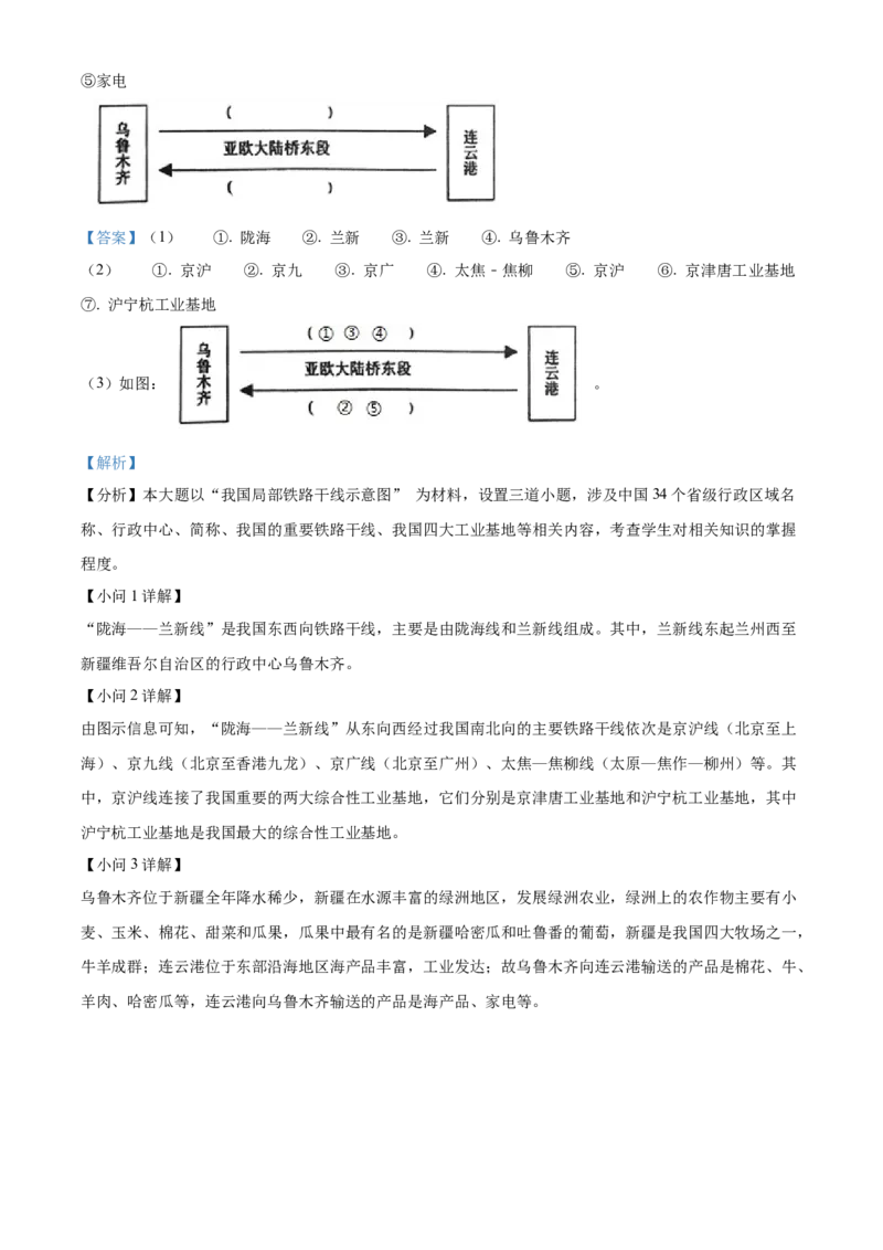 精品解析：北京市第十五中学2020-2021学年七年级下学期期中地理试题（解析版）(1)_北京初中期末题_C605-京七八九_B京地理七八九_地理_北京7下地理_2020-2021