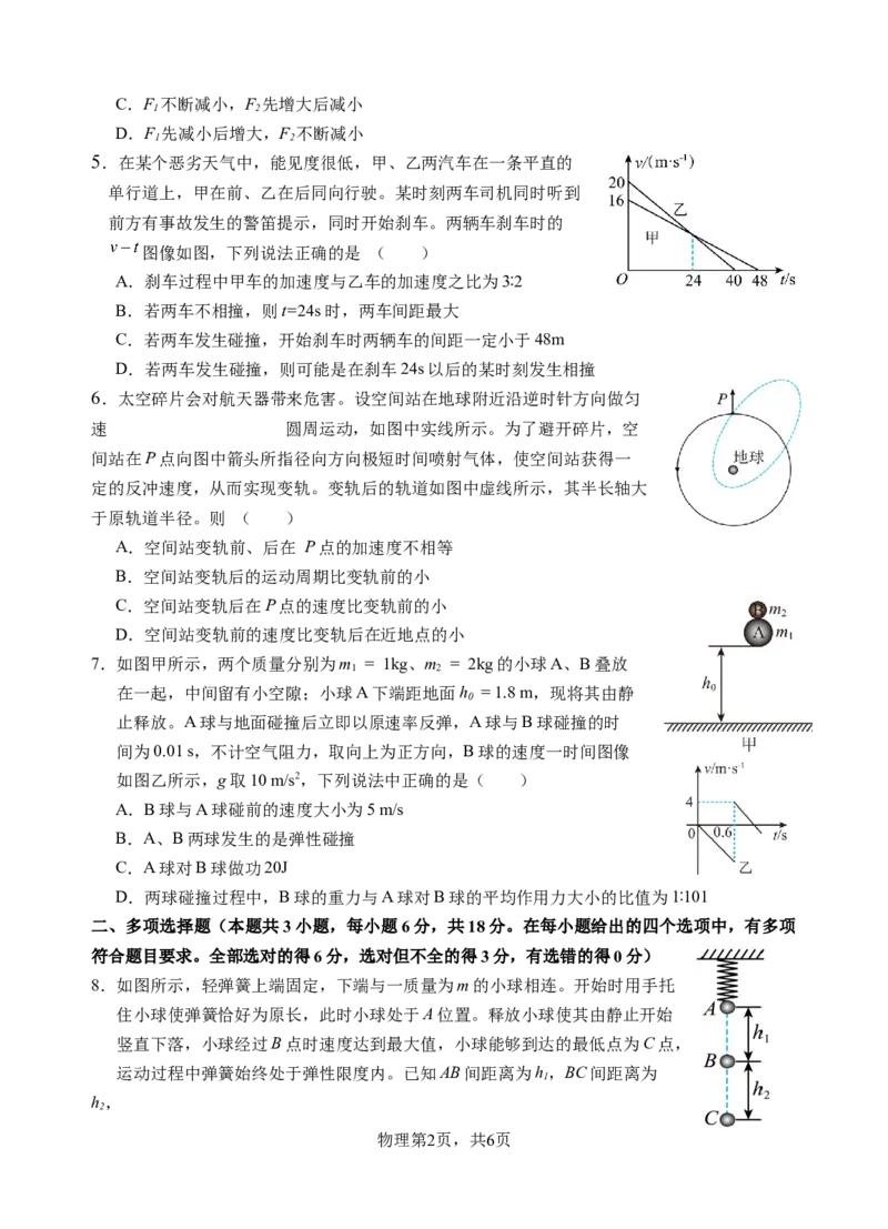 高三期中考试物理试卷_A1502026各地模拟卷（超值！）_11月_241121广东省汕头市金山中学2024-2025学年高三上学期期中考试（全科）