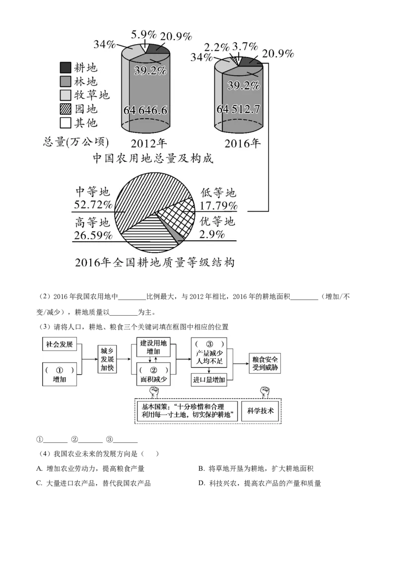 精品解析：北京市朝阳区2019-2020学年七年级下学期期末地理试题（原卷版）(1)_北京初中期末题_C605-京七八九_B京地理七八九_地理_北京7下地理_2019-2020