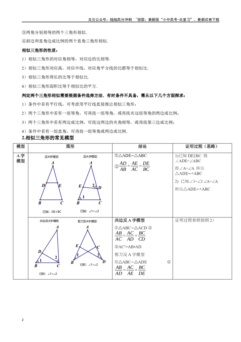 专题24相似三角形及其应用二十个题型（举一反三）（解析版）_02中考总复习（2026版更新中）_02-数学-中考总复习_2024年中考复习资料_一轮复习资料_教师版（含答案解析）