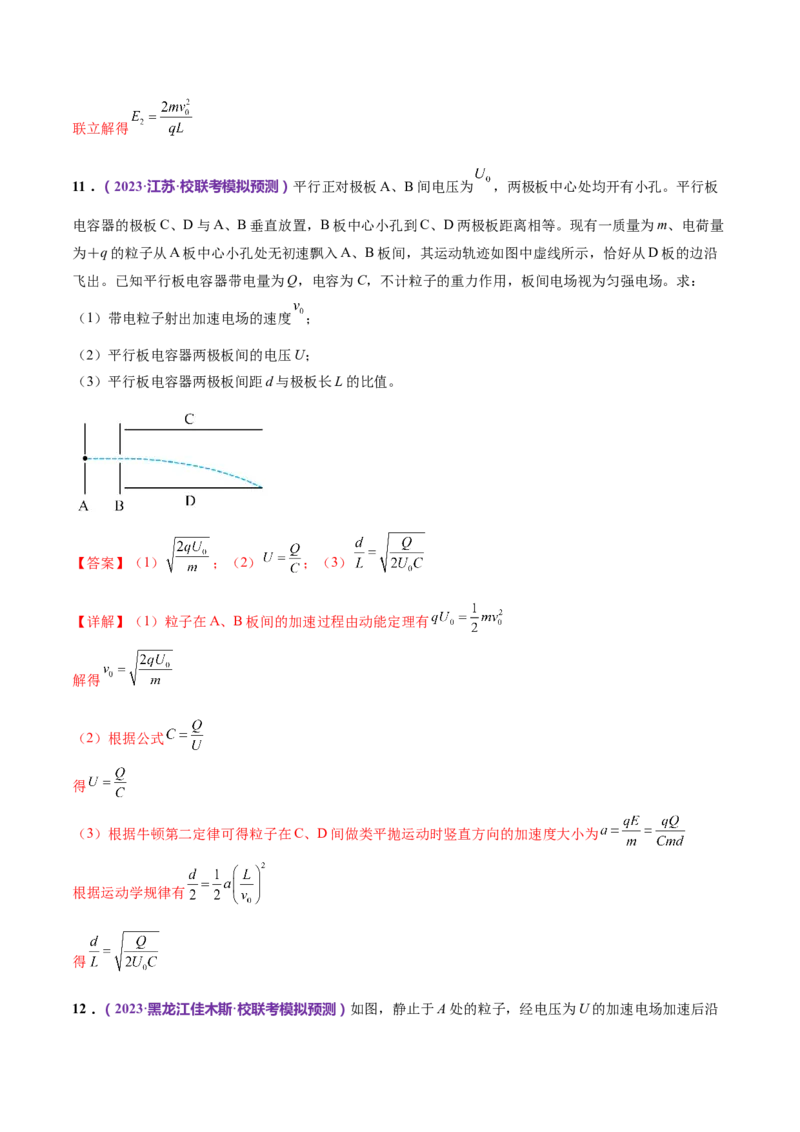 专题09电场带电粒子在电场中的运动（练习）（解析版）_4.2025物理总复习_2024年新高考资料_2.2024二轮复习_2024年高考物理二轮复习讲练测（新教材新高考）