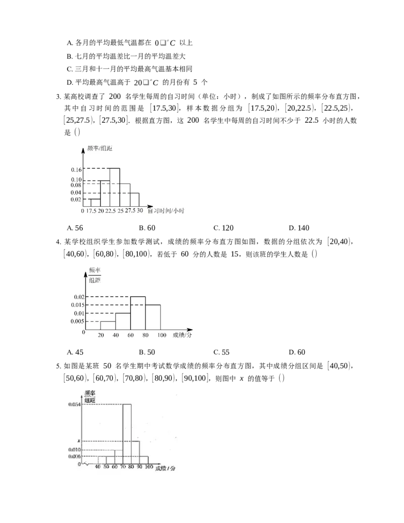 2023届高考数学三轮冲刺卷：频率分布直方图（含解析）_2.2025数学总复习_赠品通用版（老高考）复习资料_三轮复习_通用版2023届高考数学三轮冲刺卷（含解析）