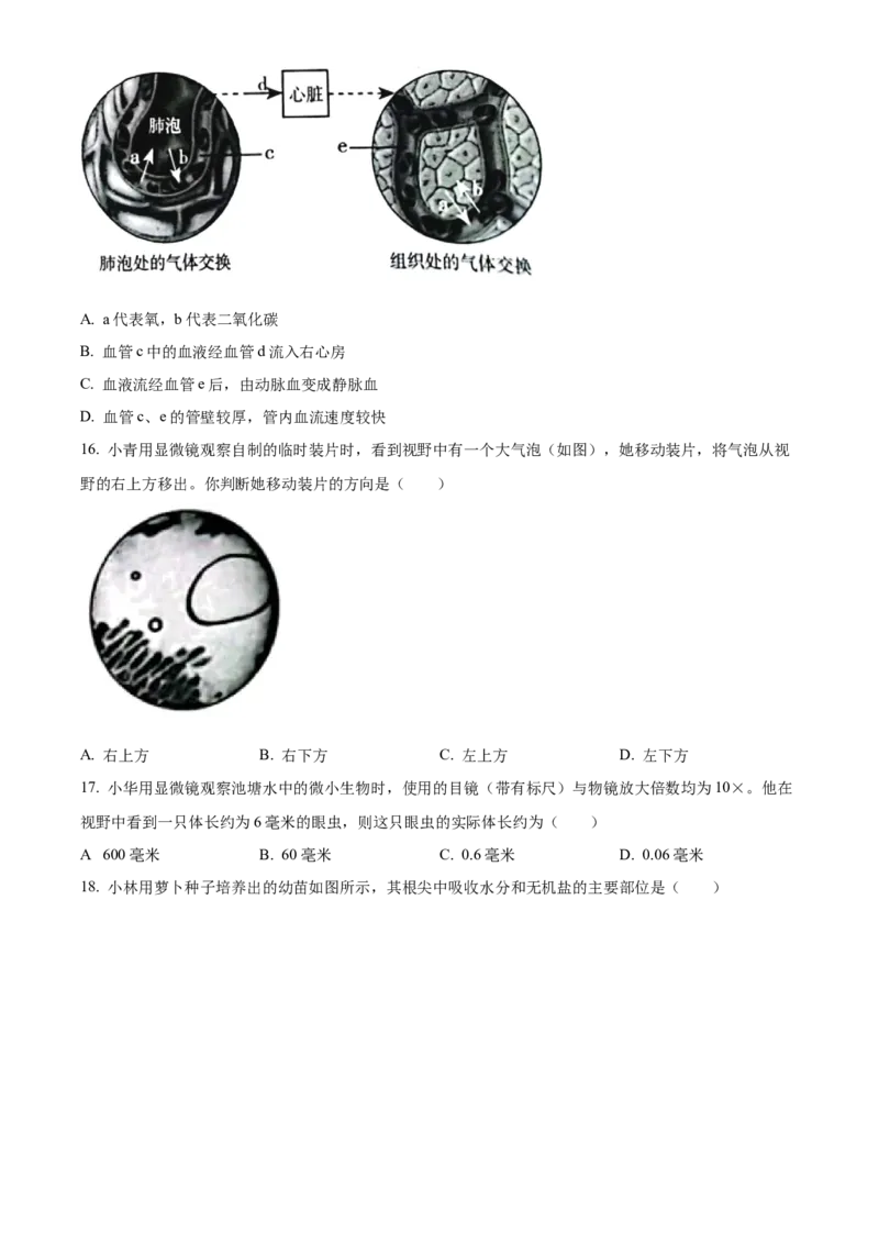 2023年山西省晋中市中考生物真题（空白卷）_❤山西历年中考真题_8.山西中考生物2018-2025