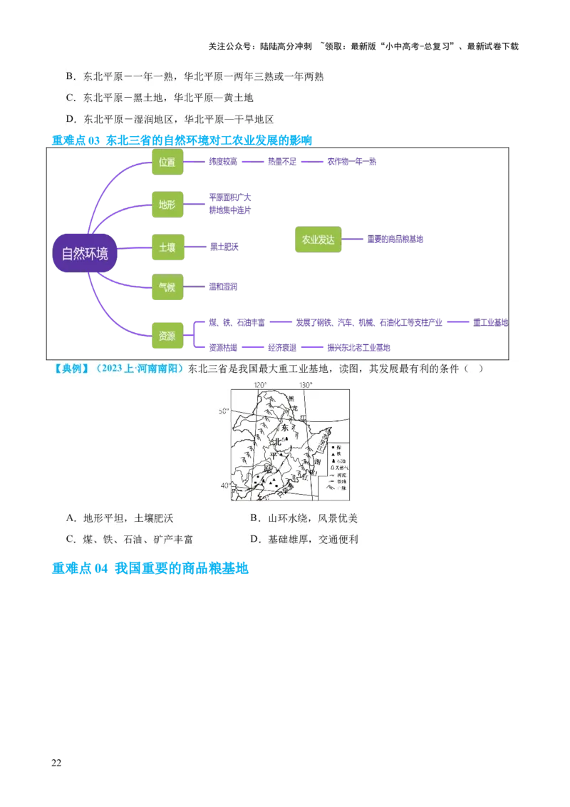 专题23北方地区（讲义）（原卷版）_02中考总复习（2026版更新中）_09-地理-中考总复习_2024年中考复习资料_一轮复习_❤2024年中考地理一轮复习讲练测（全国通用）_配套讲义