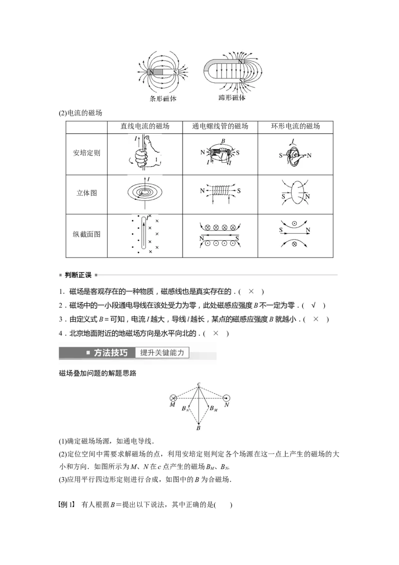 2023年高考物理一轮复习(全国版)第10章第1讲　磁场及其对电流的作用_4.2025物理总复习_赠品通用版（老高考）复习资料_一轮复习_2023年高考物理一轮复习讲义+课件（全国版）