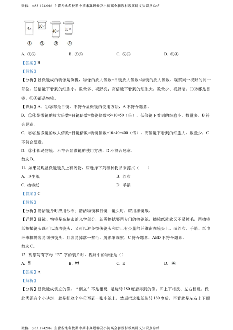精品解析：北京市顺义区杨镇第二中学2023-2024学年七年级上学期期中生物试题（解析版）(1)_北京初中期末题_C605-京七八九_B京生物七八九_北京7上生物_2022-2024_北京生物7上期中